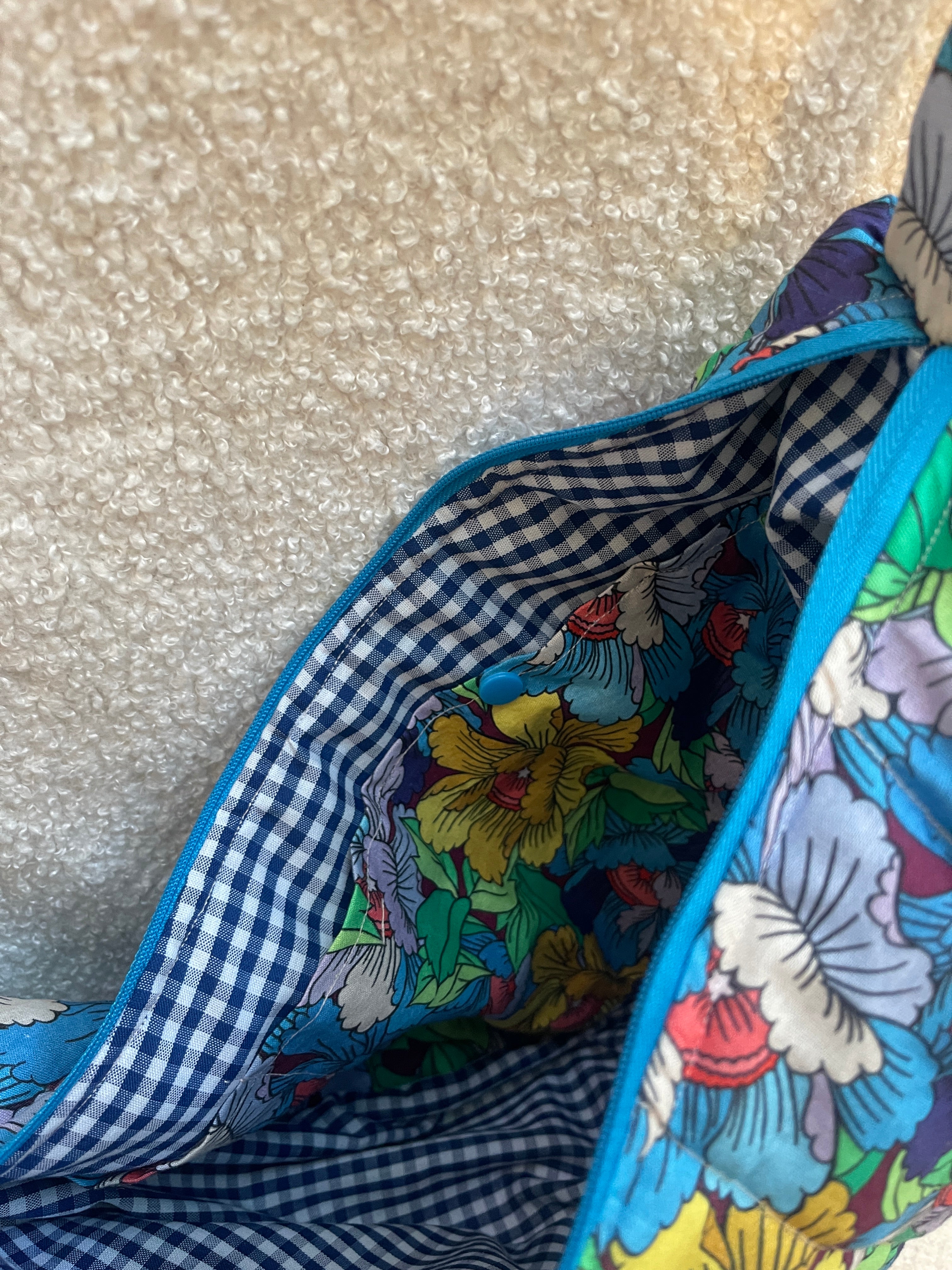 Sac demi-lune “Fleur Bleue”