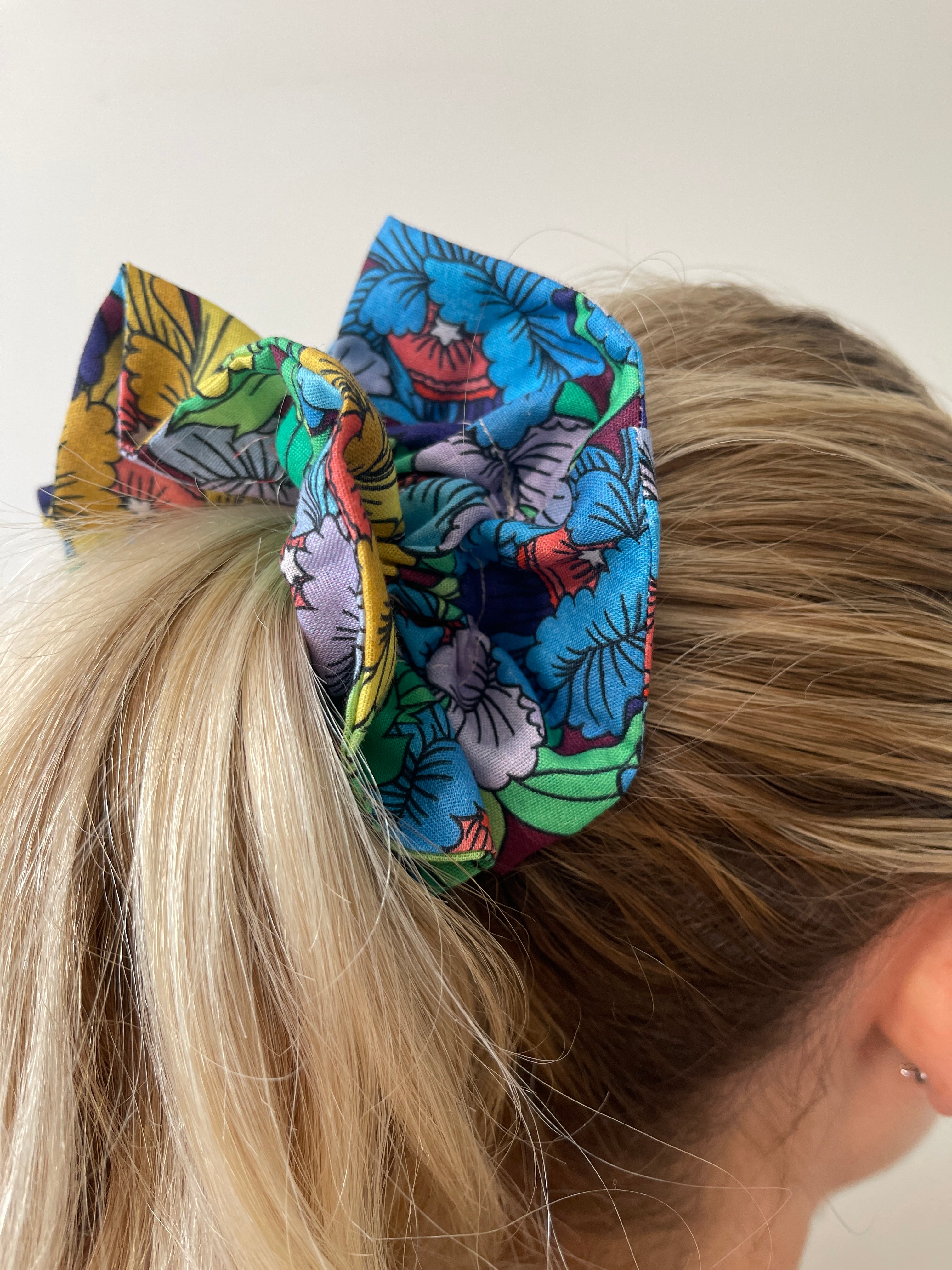 Chouchou double "Fleur bleu"