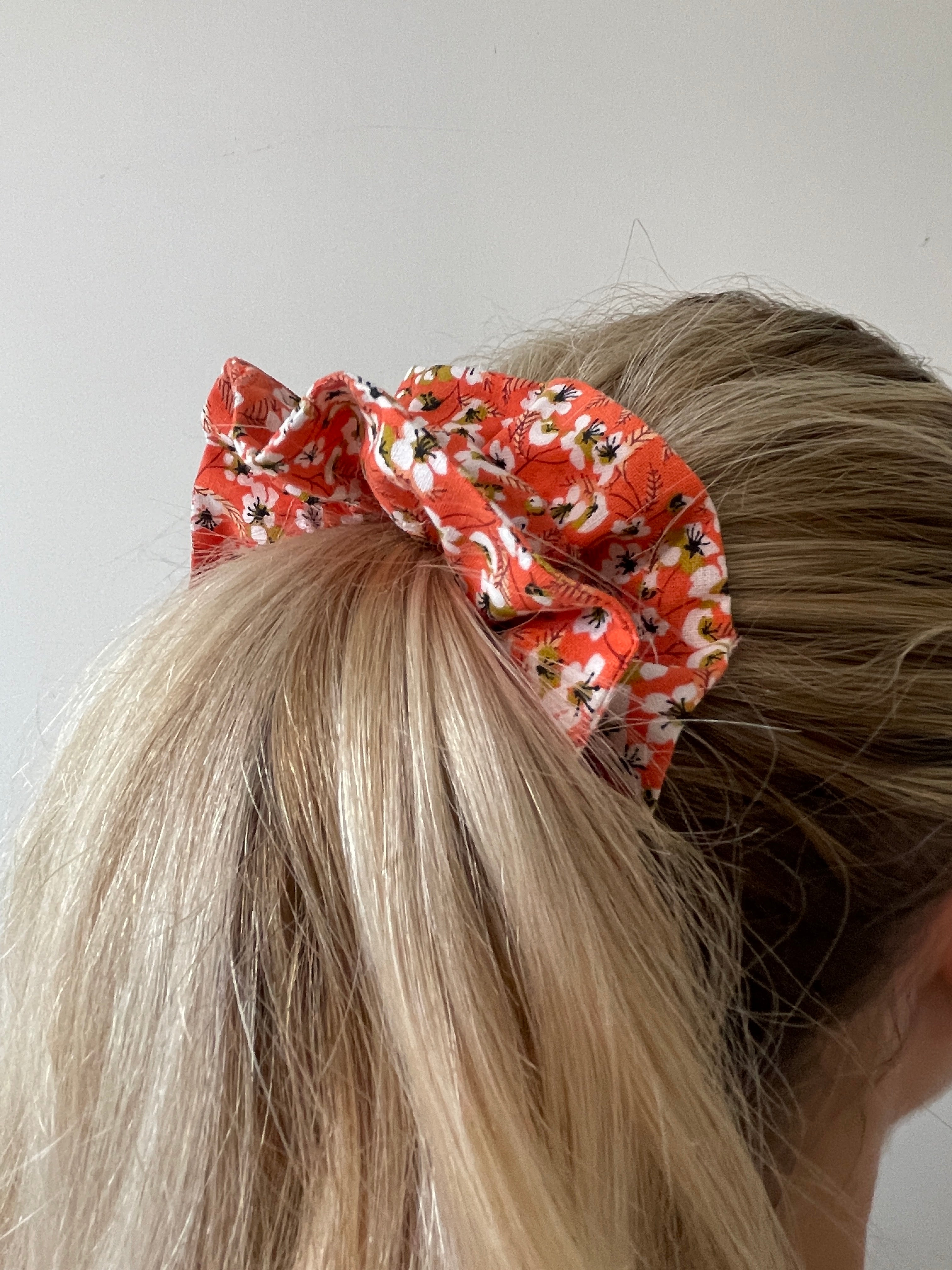 Chouchou double "Printemps orange"