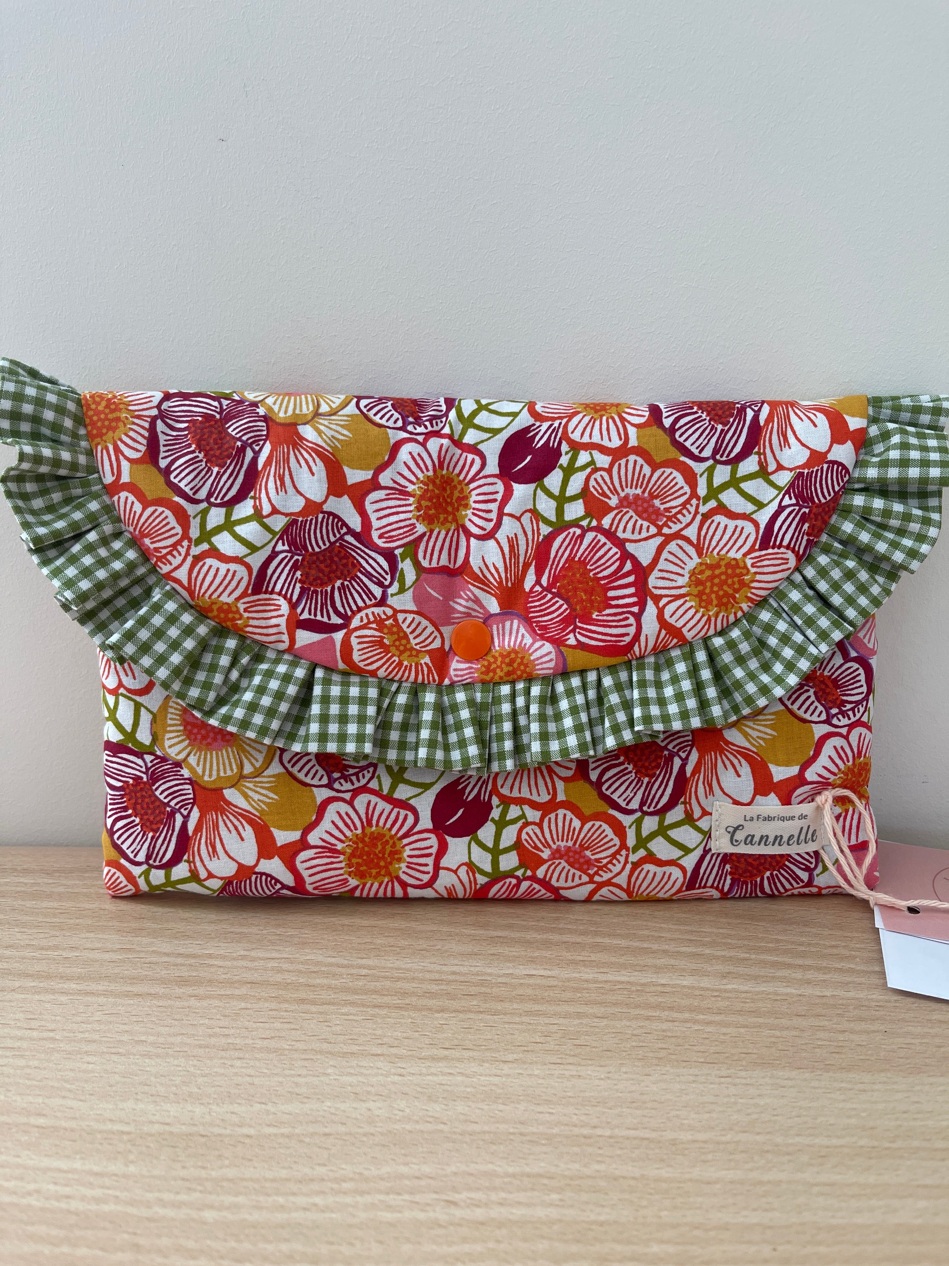 Pochette plate "Fleur Orange"