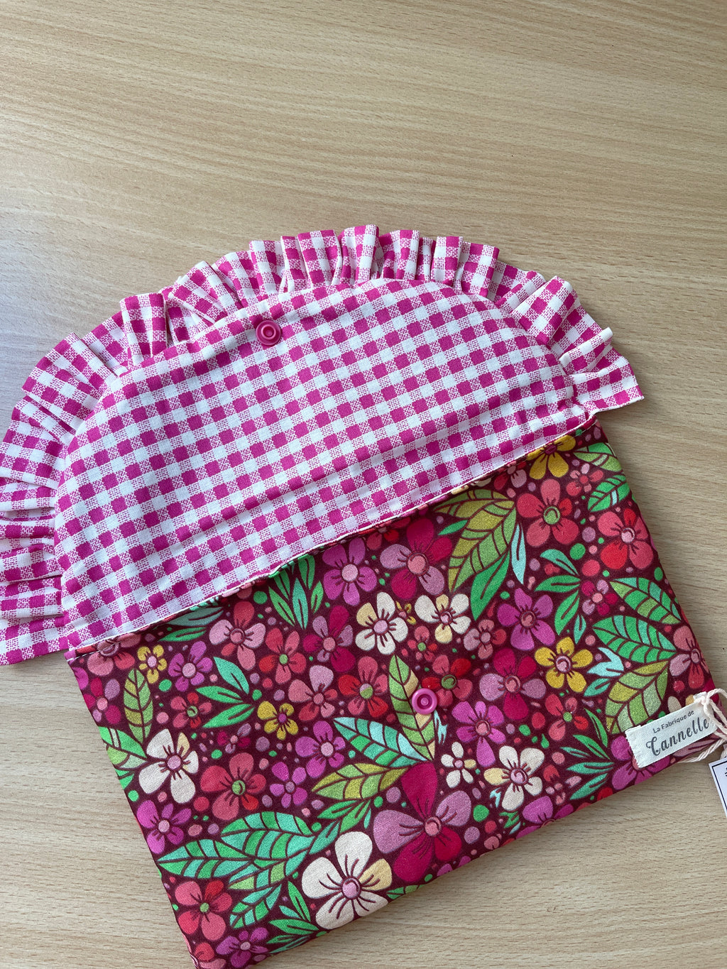 Pochette plate "Fleur rose"