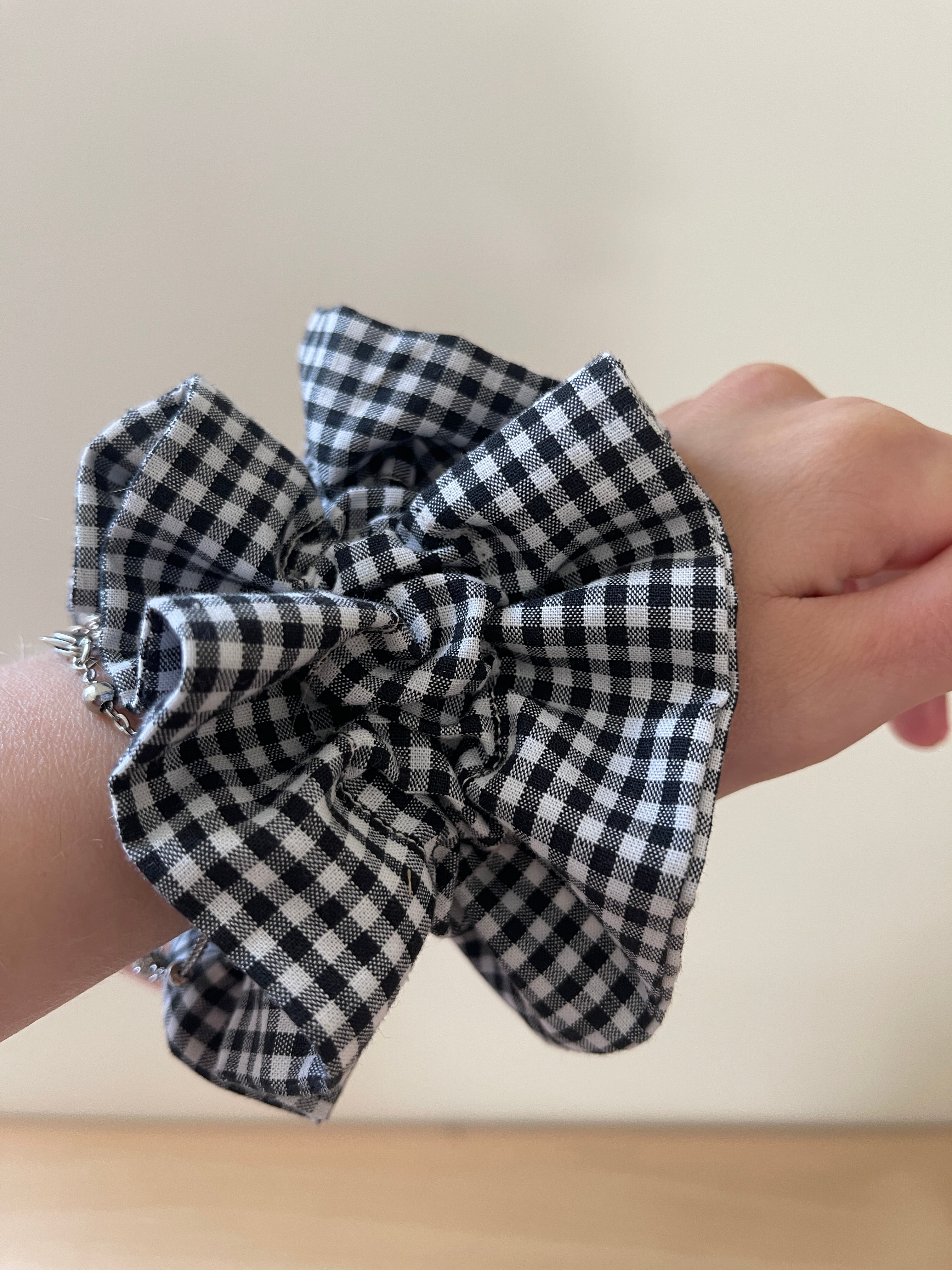 Chouchou double "Vichy noir"