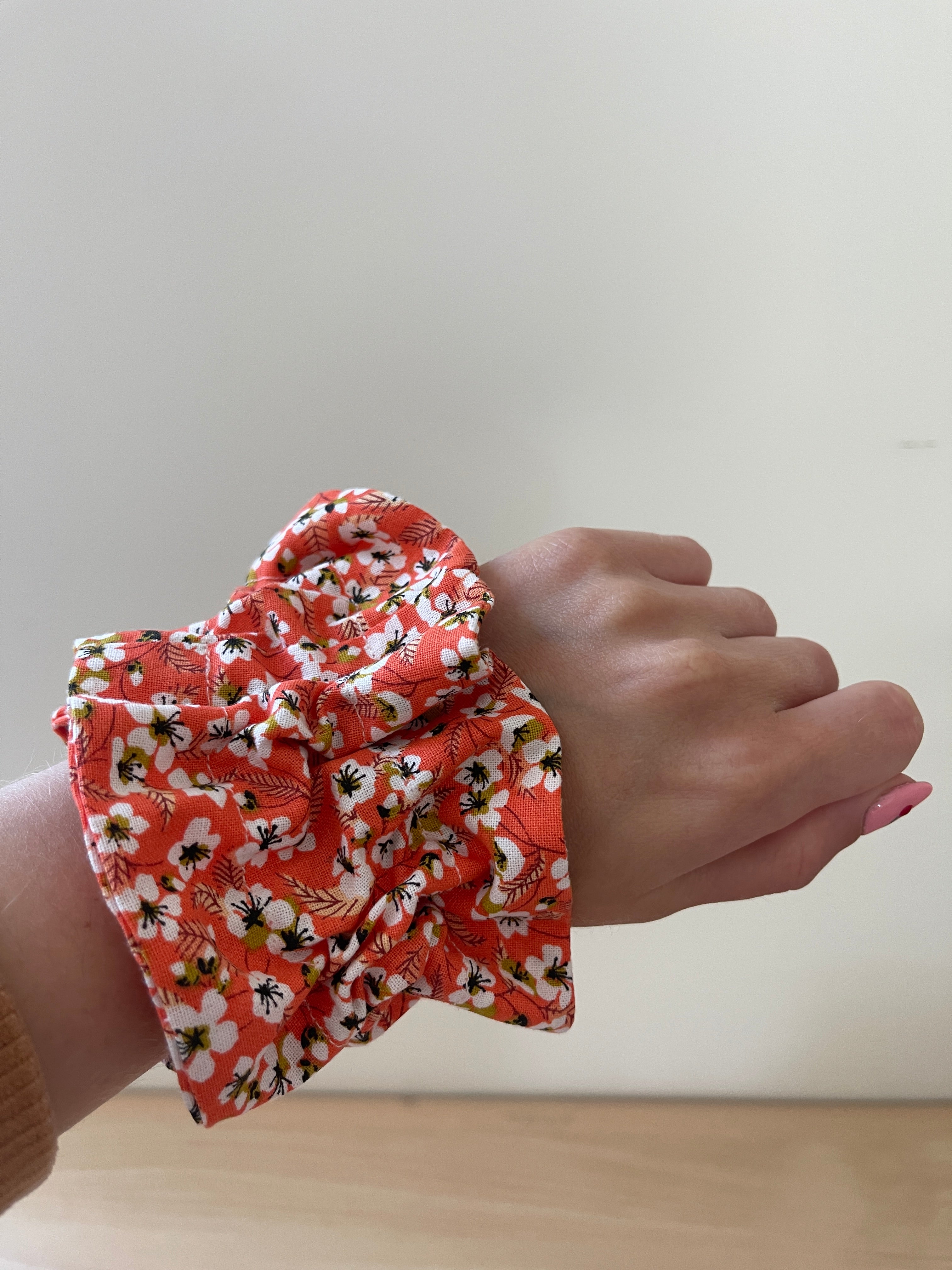 Chouchou double "Printemps orange"