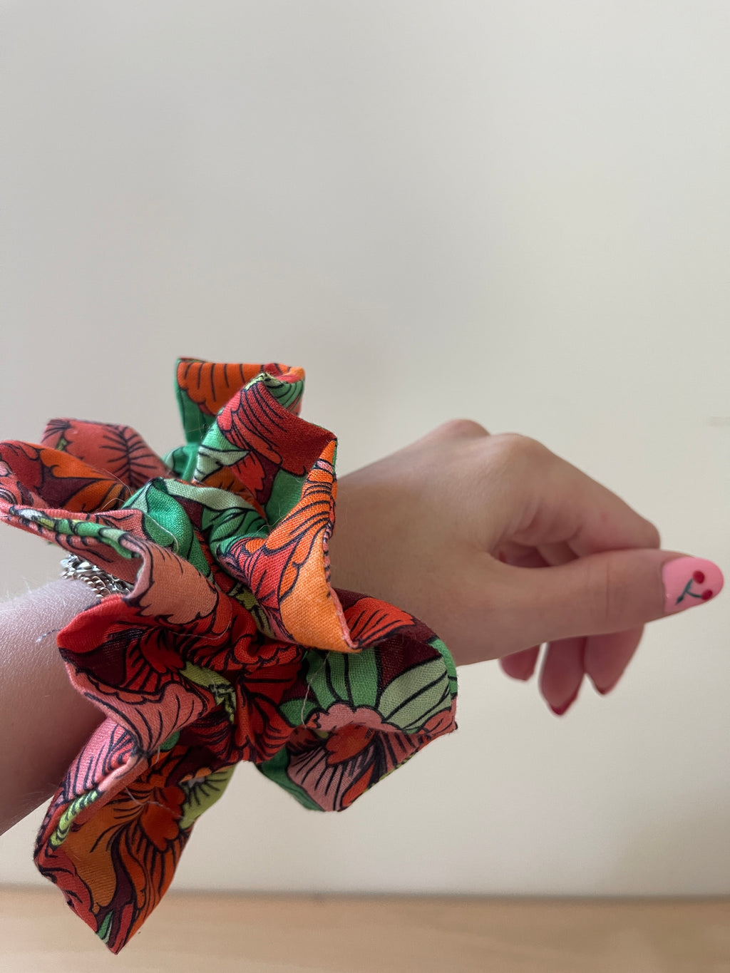 Chouchou double "Fleur rouge"