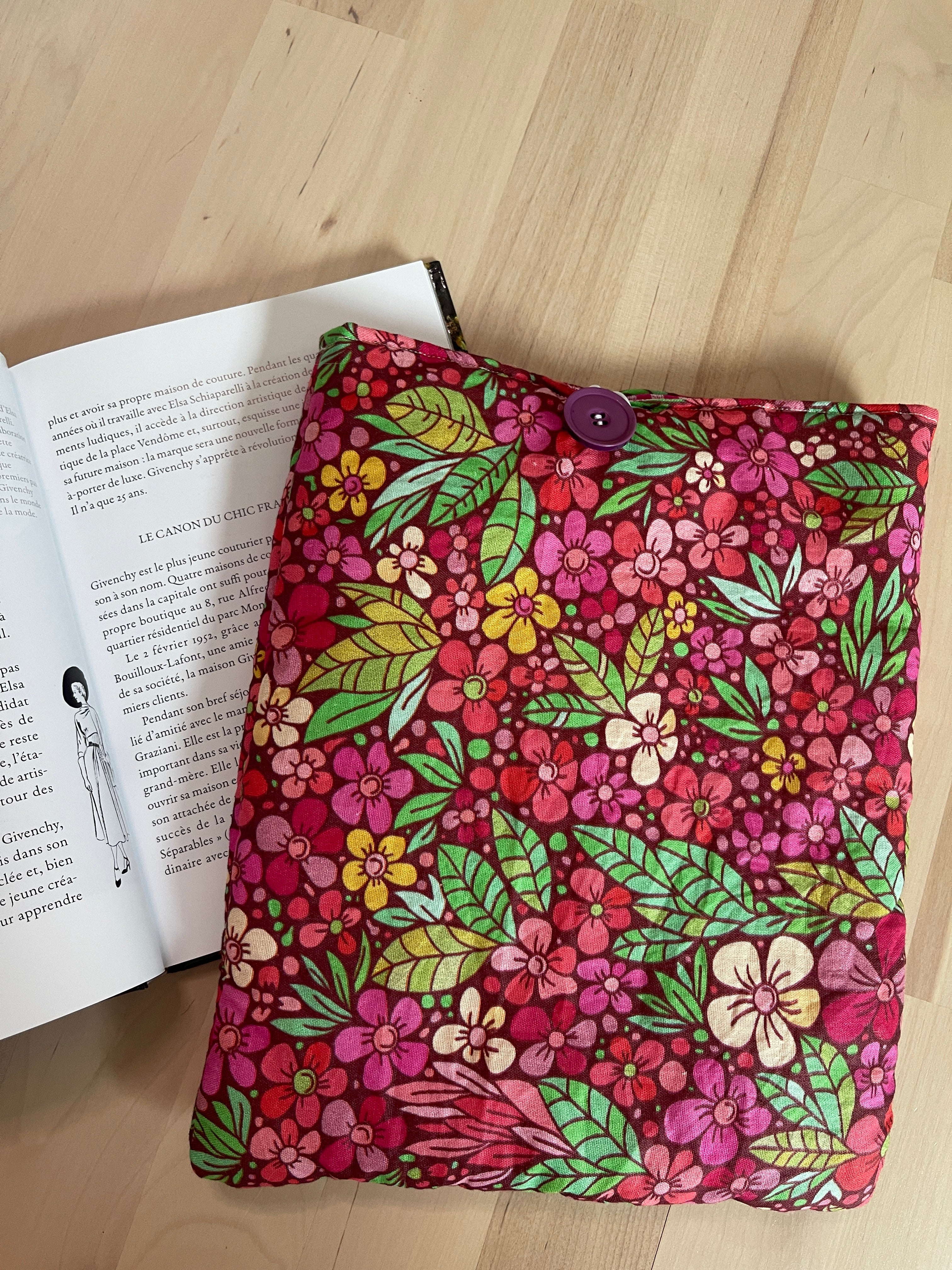 Pochette à livre broché "Fleur Rose"